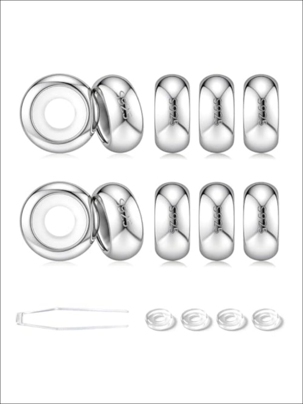 925 Sterling Silver Round Rondelle Spacer Bead Stopper Charms for Bracelets